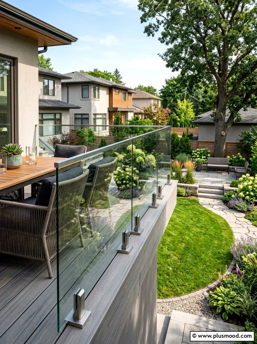 Glass Balcony Railing - 25 small backyard ideas modern style