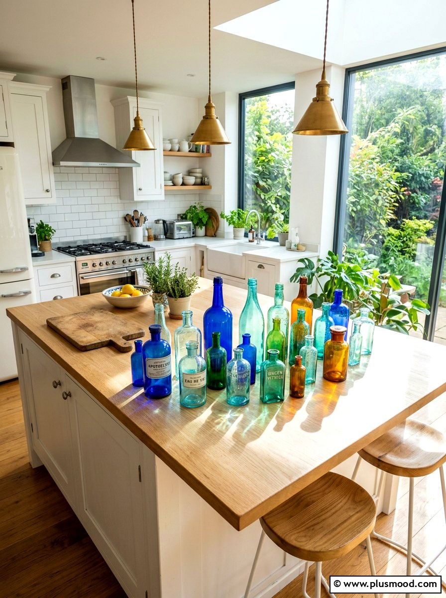 Glass Bottle Island Decor - 25 summer kitchen island decor ideas