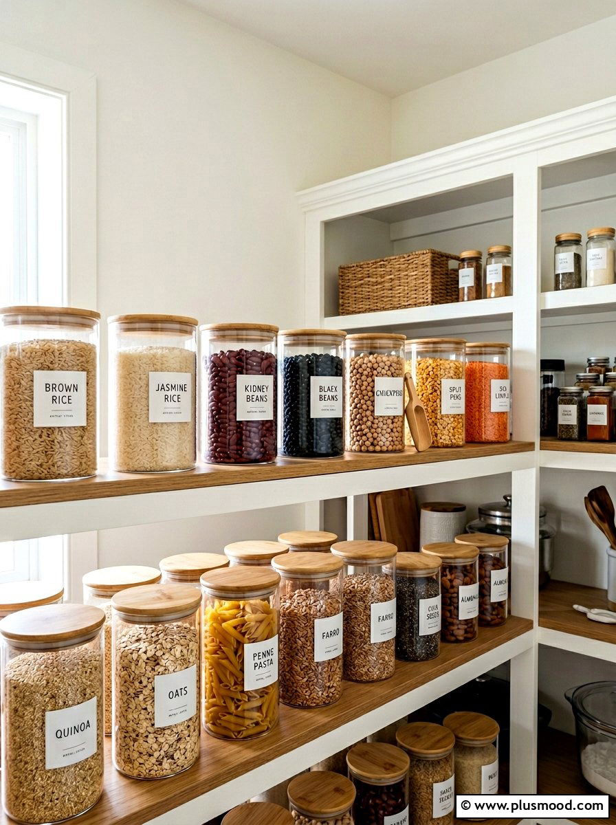 Glass Bulk Food Jars - 25 summer pantry organization ideas
