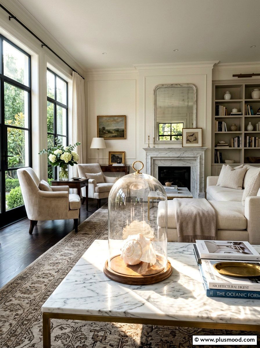 Glass Cloche Display - 25 summer coffee table styling ideas for living room