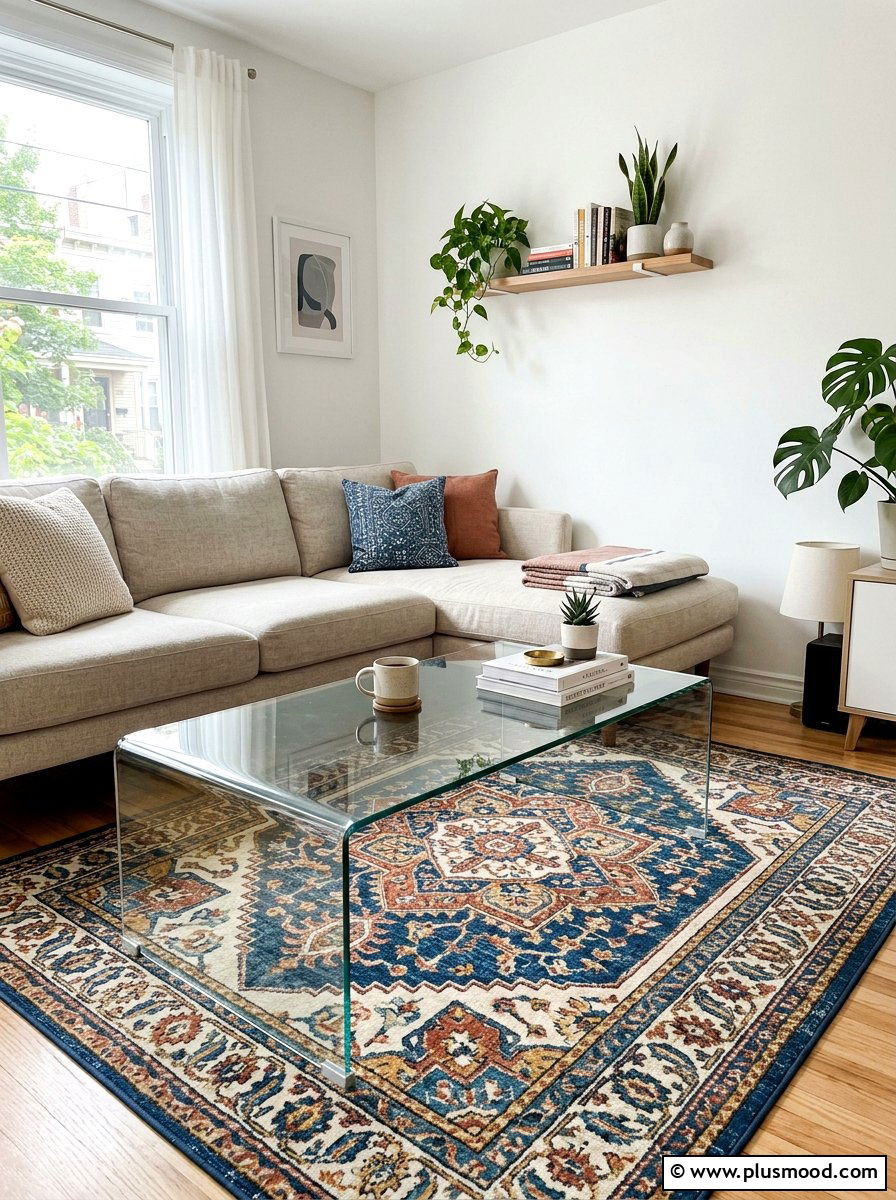 Glass Coffee Table - 25 summer decor ideas for small apartments living room
