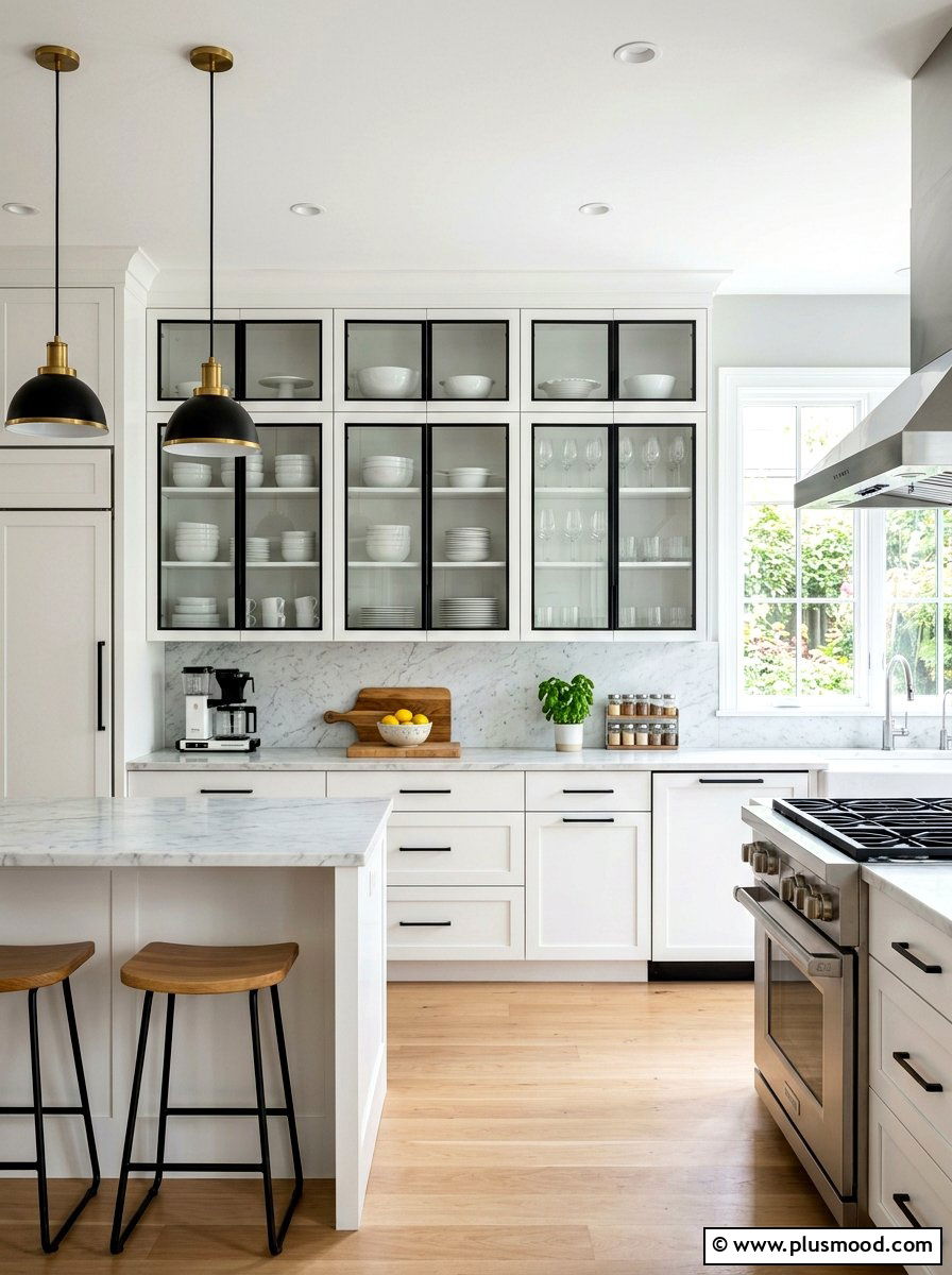 Glass Door Cabinets - 25 summer kitchen makeover ideas