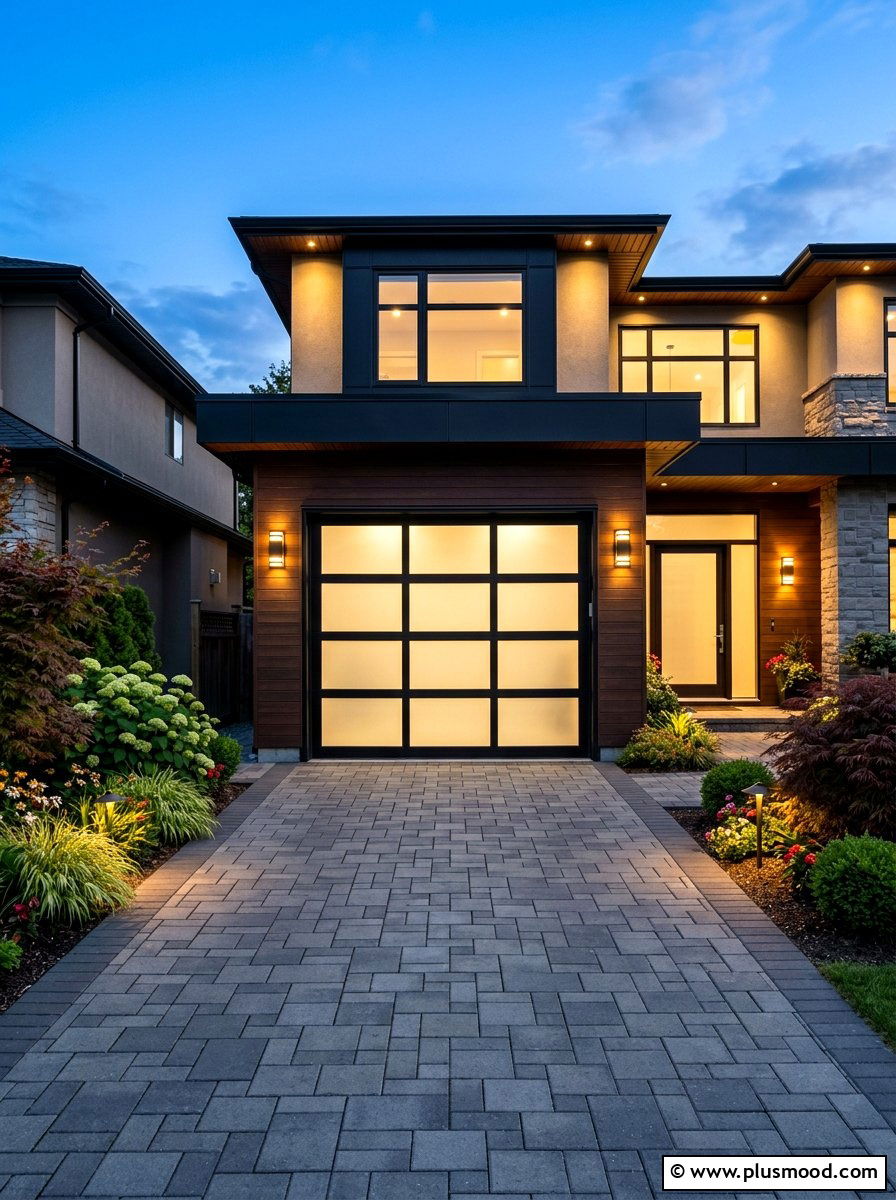 Glass Garage Door - 25 summer modern curb appeal ideas