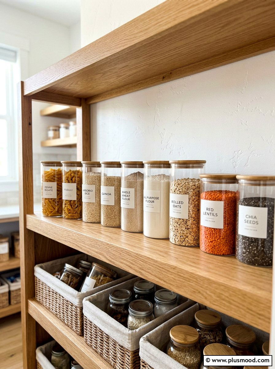 Glass Jar Dry Goods - 25 summer kitchen organization ideas