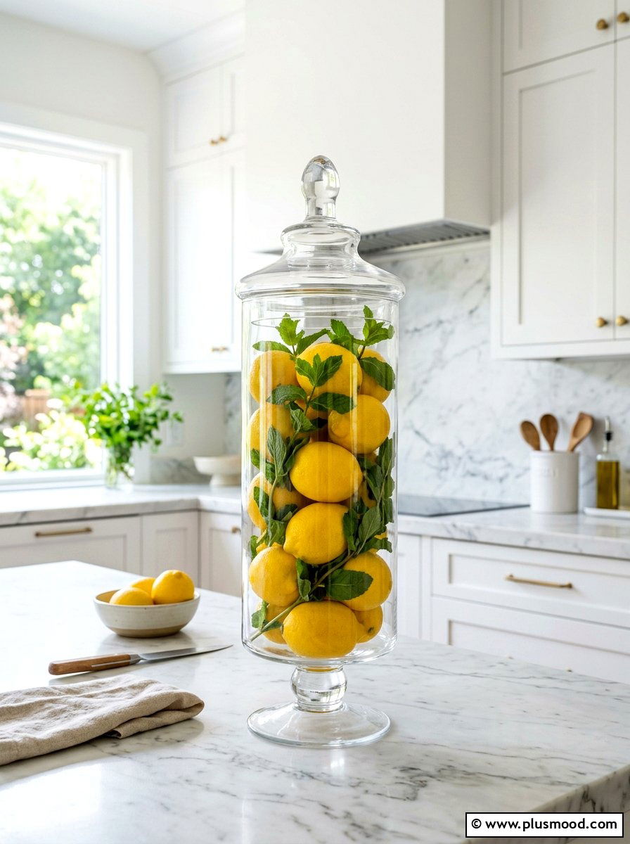 Glass Jar Fresh Lemons - 25 summer kitchen decor ideas with lemons
