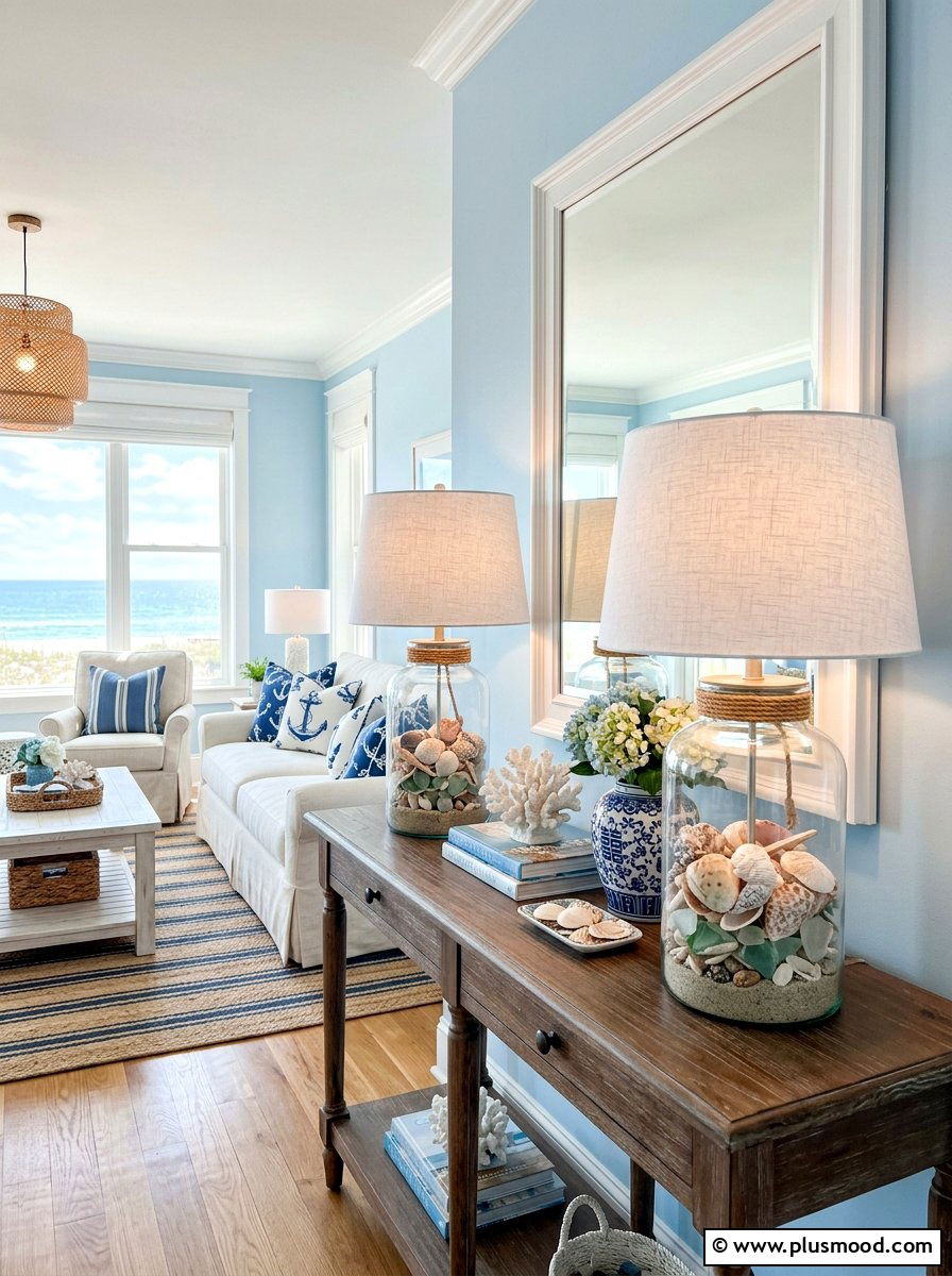 Glass Lighting Living Space - 25 summer beach house decor ideas