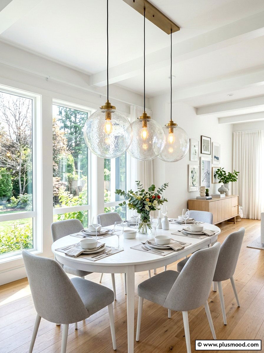 Glass Pendant Light Dining - 25 summer coastal dining room ideas