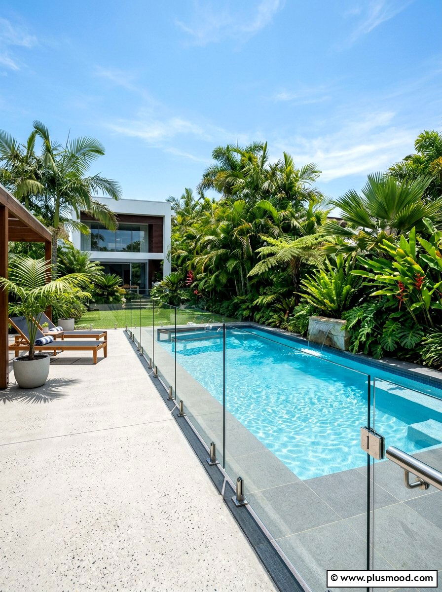 Glass Pool Fence - 25 pool landscaping ideas with fence