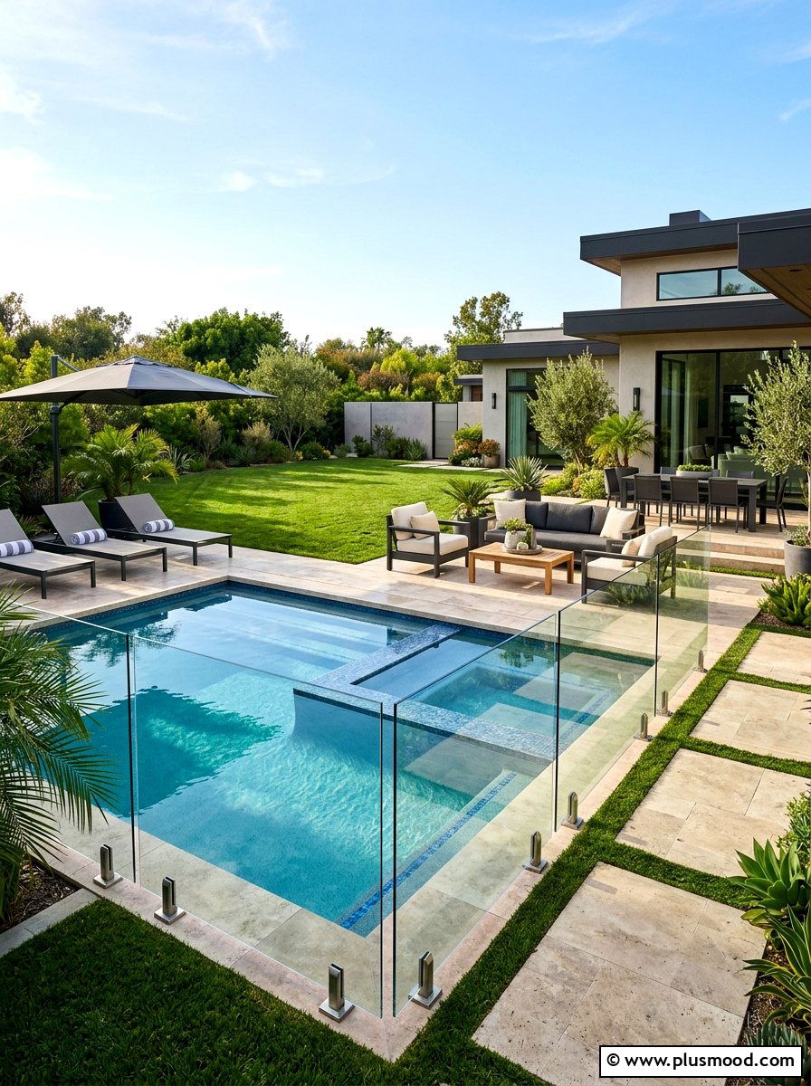 Glass Pool Fencing - 25 pool landscaping ideas for contemporary homes