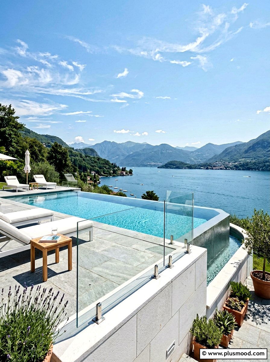 Glass Railing Pool Retaining Wall - 25 pool landscaping ideas with retaining wall