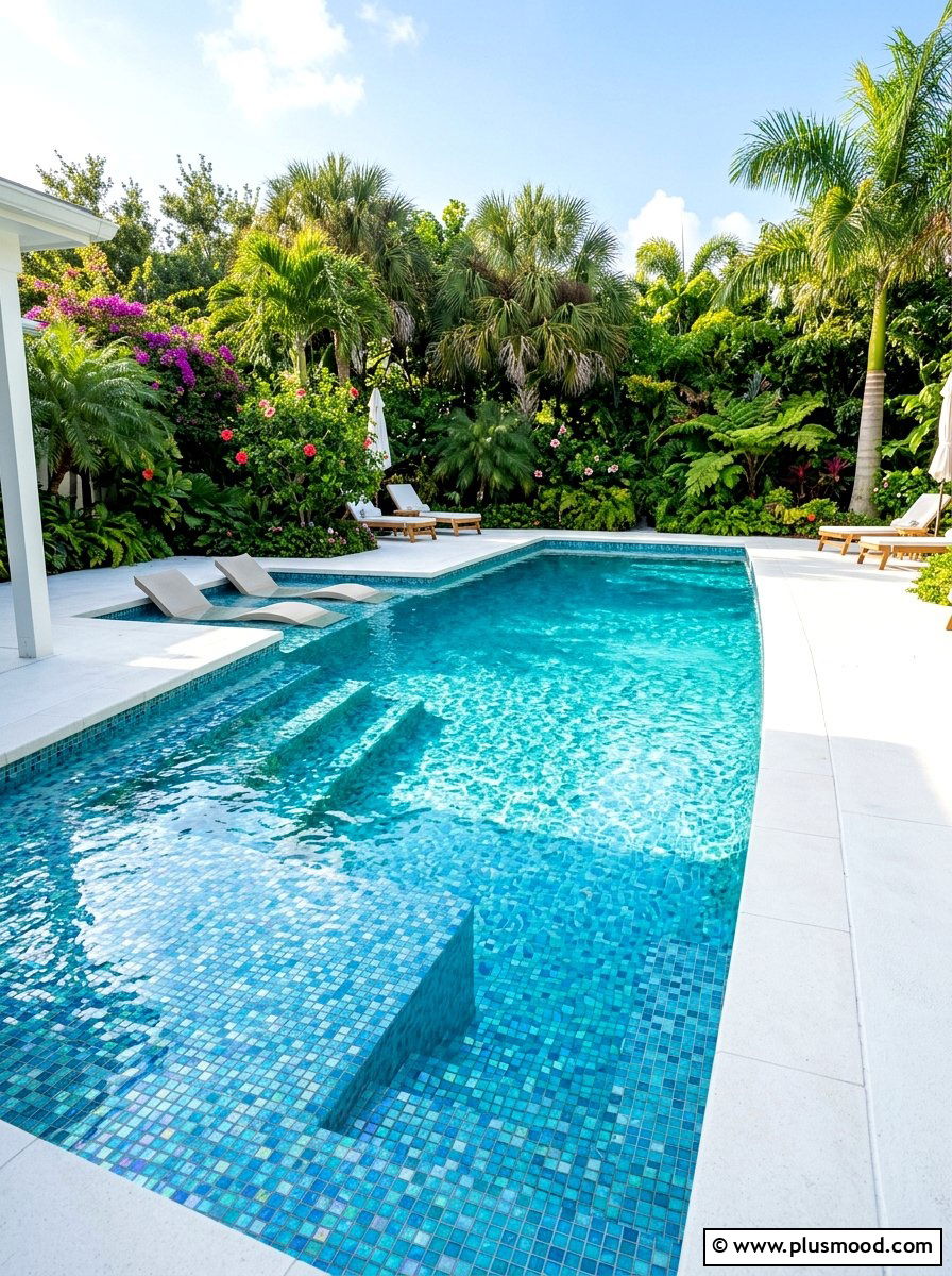 Glass Tile Pool - 25 summer modern pool backyard ideas
