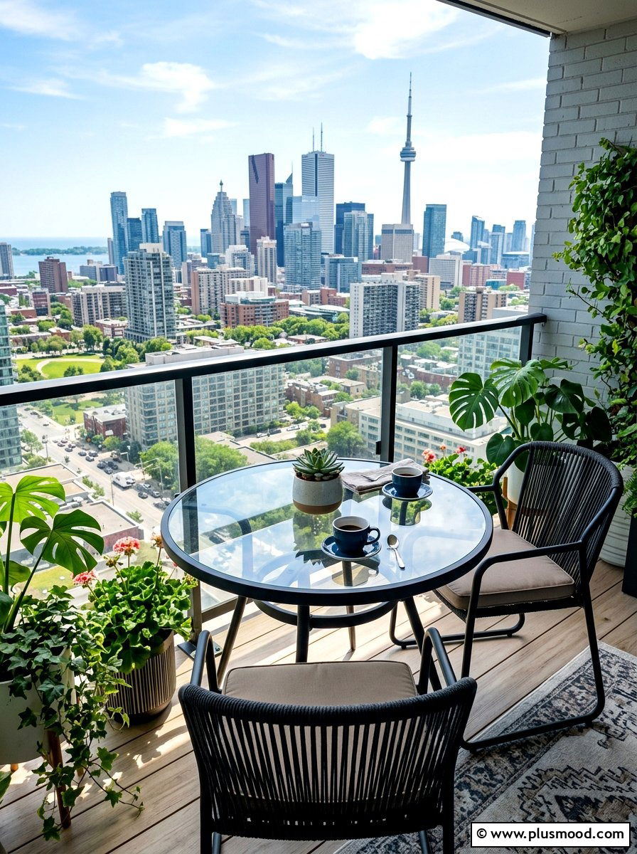 Glass Top Table - 25 summer balcony breakfast nook ideas