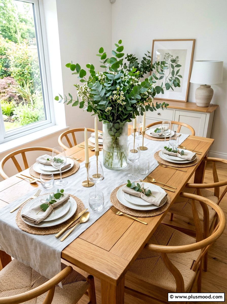 Glass Vase With Eucalyptus - 25 summer casual elegant decor ideas