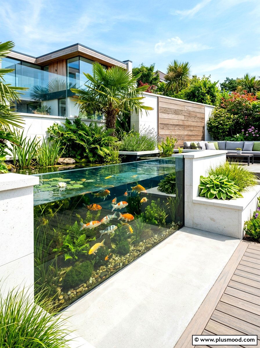 Glass Wall Pond - 25 summer pond ideas for backyard
