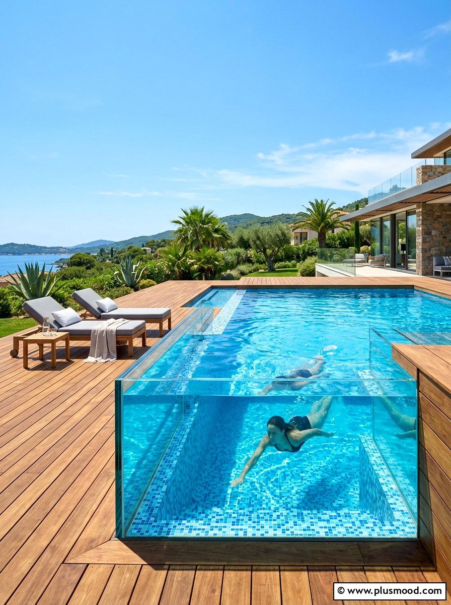 Glass Wall Pool - 25 summer small pool backyard ideas