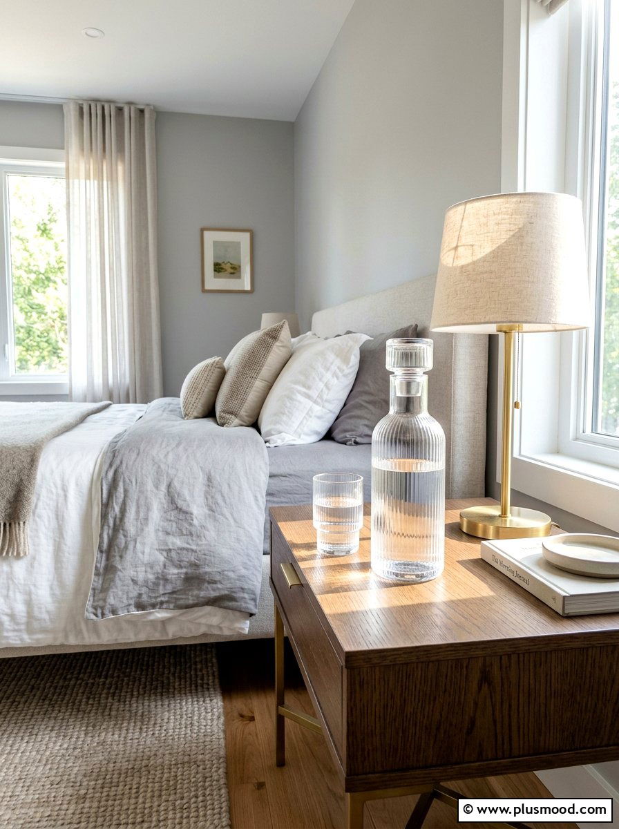 Glass Water Carafe - 25 summer nightstand decor ideas