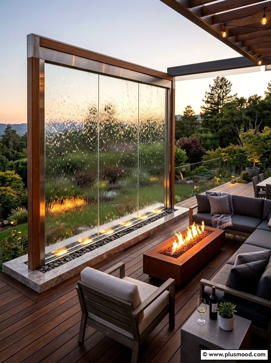 Glass Water Wall - 25 summer backyard water feature ideas
