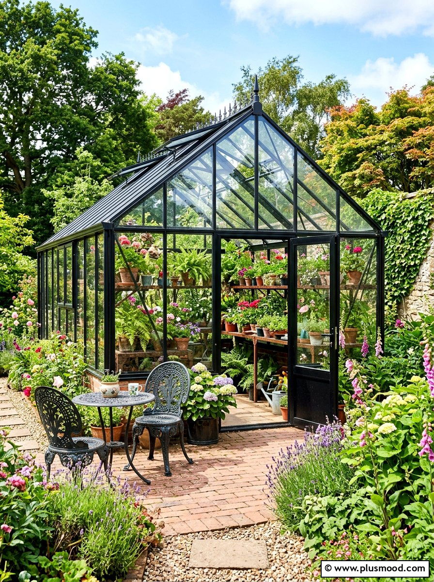 Glass greenhouse for plants - 25 summer backyard ideas