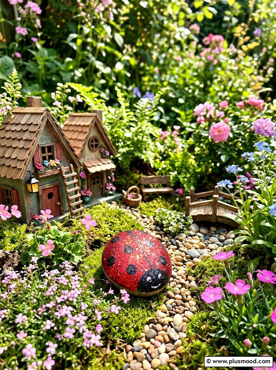 Glitter Ladybug Painted Stone - 25 painted rock ideas with ladybugs