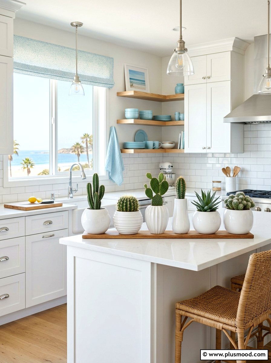 Glossy White Cactus Pot - 25 summer cactus planter ideas