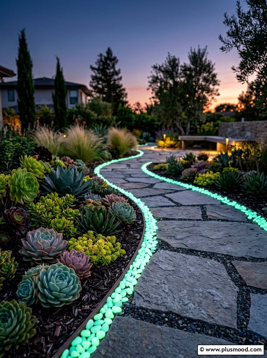 Glow In The Dark Stones - 25 painted rock ideas for succulent garden