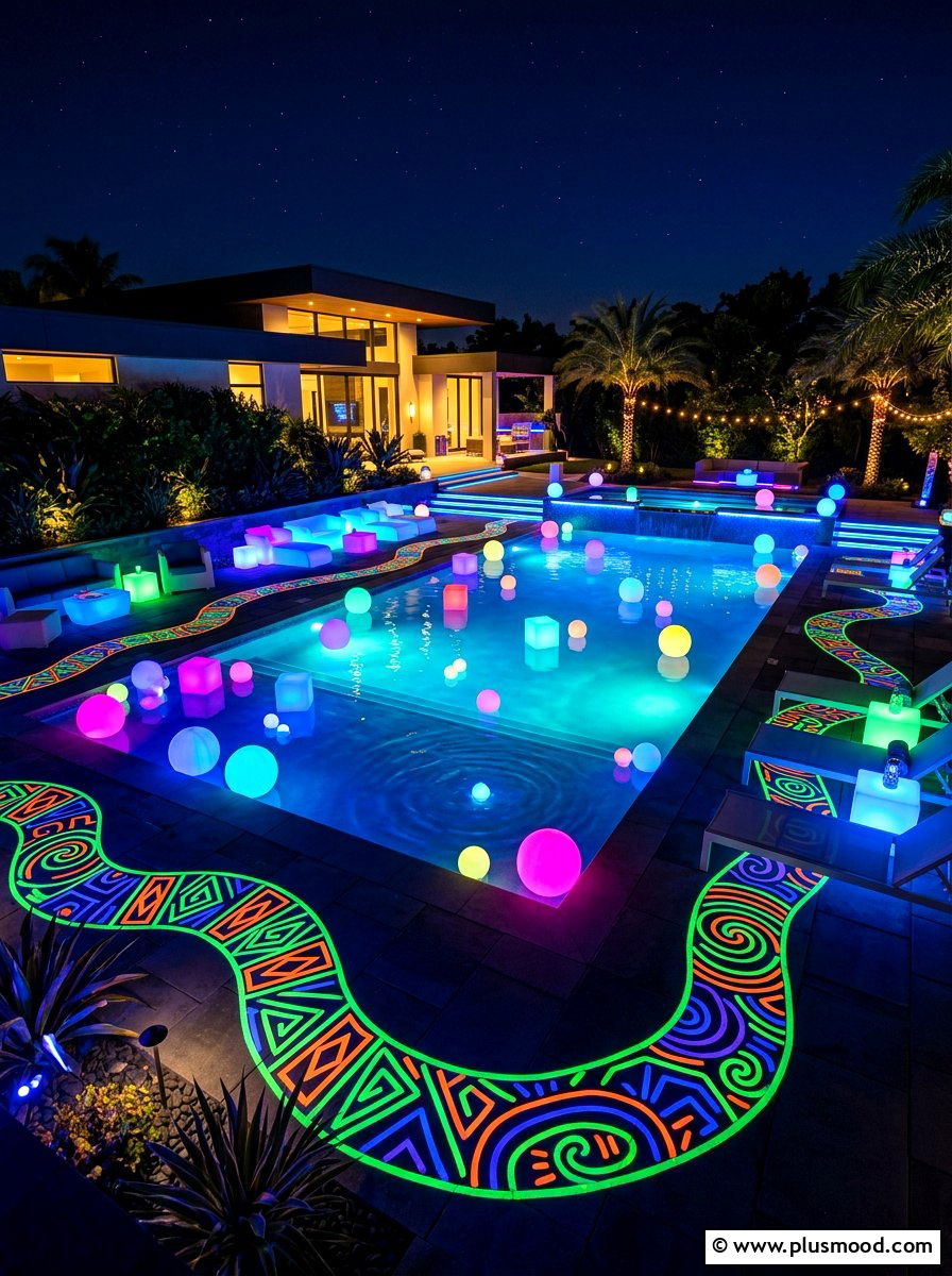 Glow Pool Setup - 25 summer pool party setup ideas