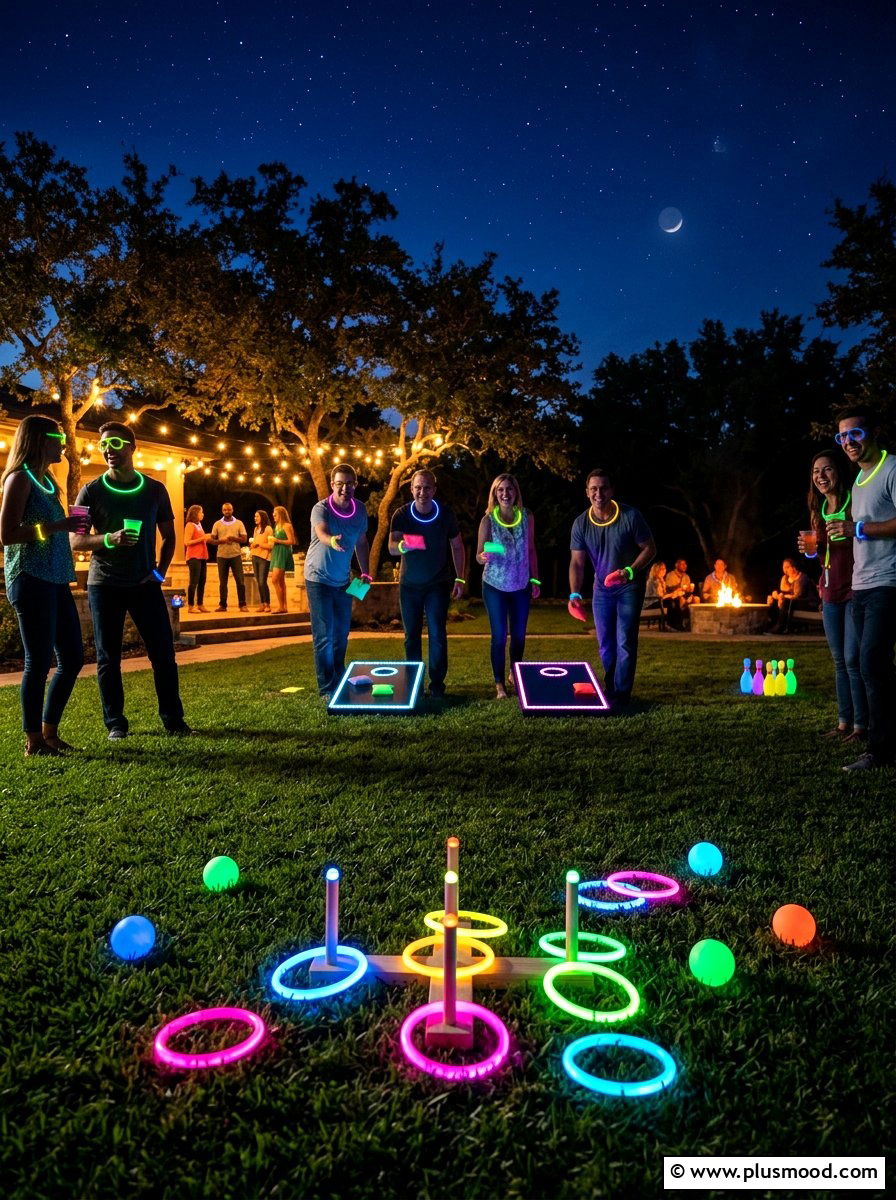 Glow in the dark party games - 25 summer bonfire party ideas