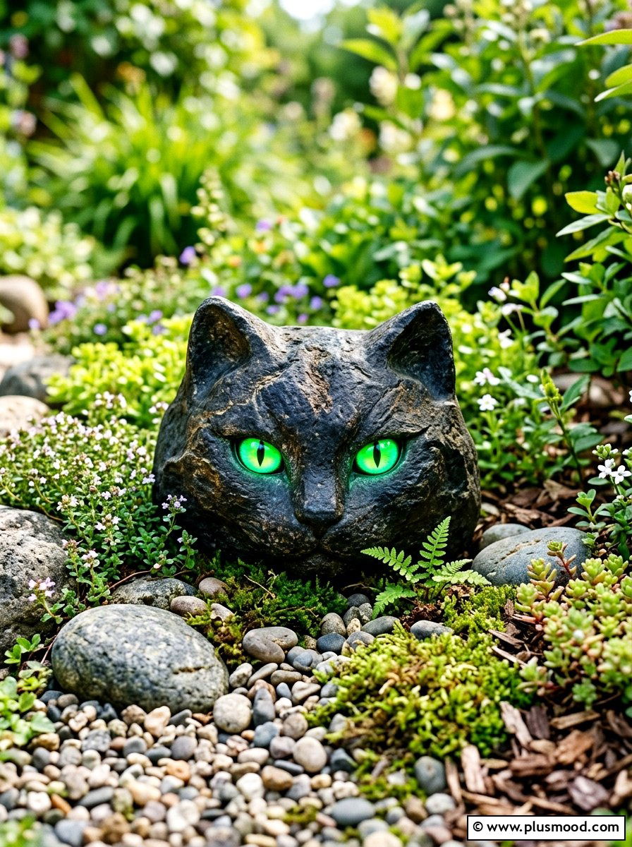 Glowing Cat Eye Rock - 25 painted rock ideas with glow in the dark paint