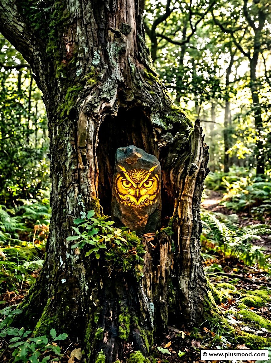 Glowing Owl Eye Rock - 25 painted rock ideas with glow in the dark paint