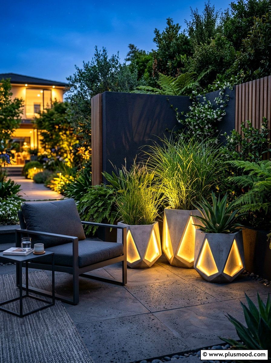 Glowing Plant Pots - 25 summer backyard lighting ideas