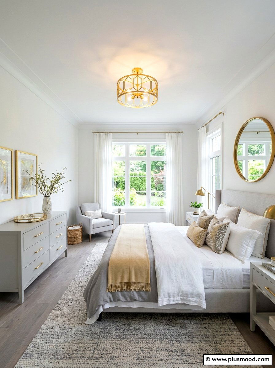 Gold Flush Mount Light - 25 summer bedroom lighting ideas