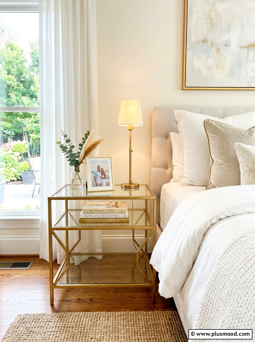 Gold Metal Accent - 25 summer nightstand decor ideas