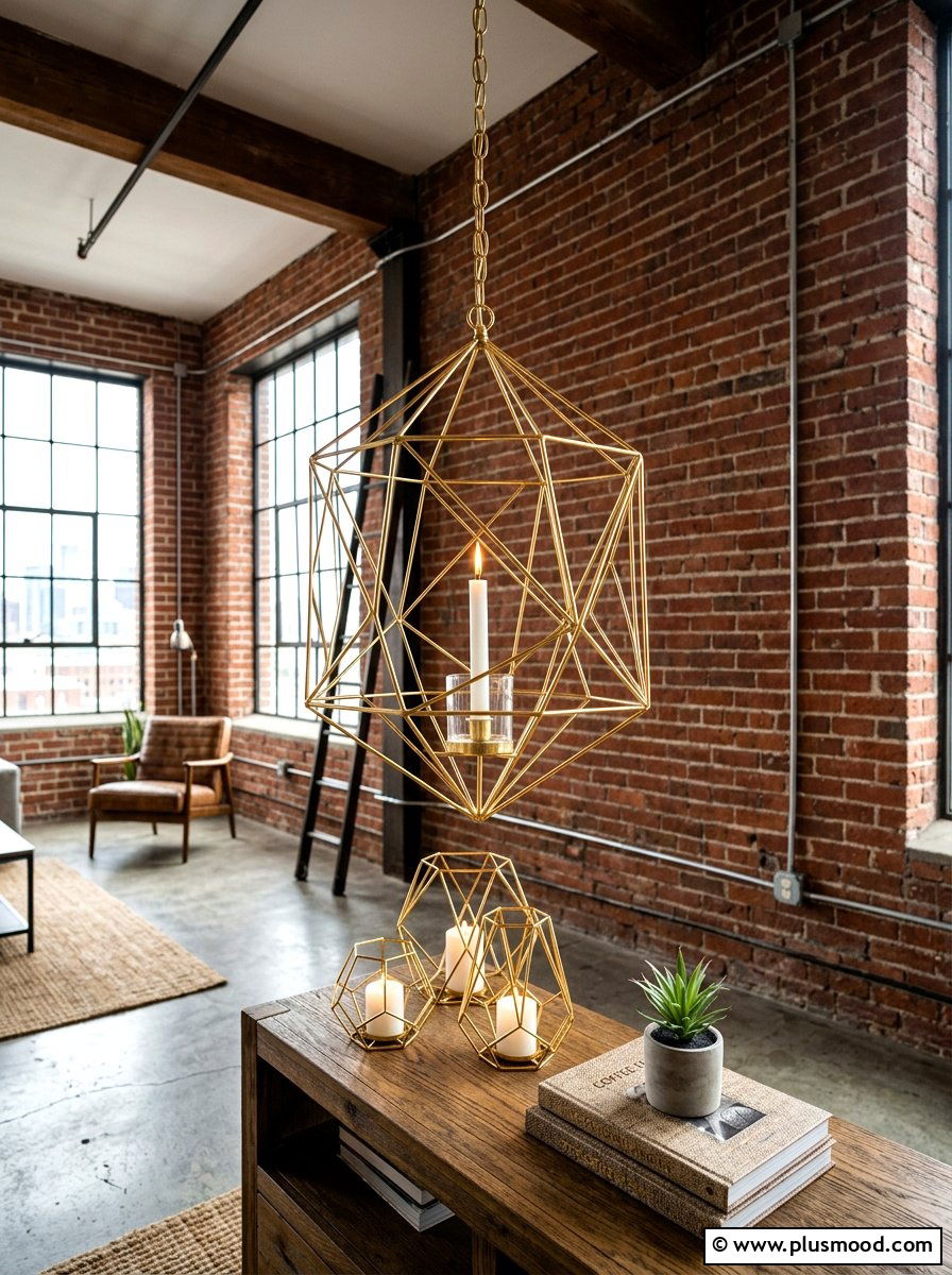 Gold Wire Geometric Cage - 25 summer candles decor ideas for living room