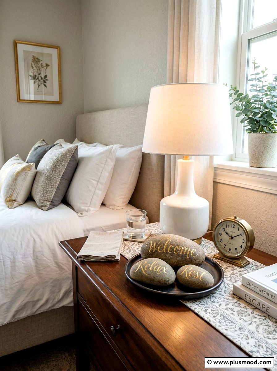 Gold Word Script - 25 painted rock ideas with metallic paint