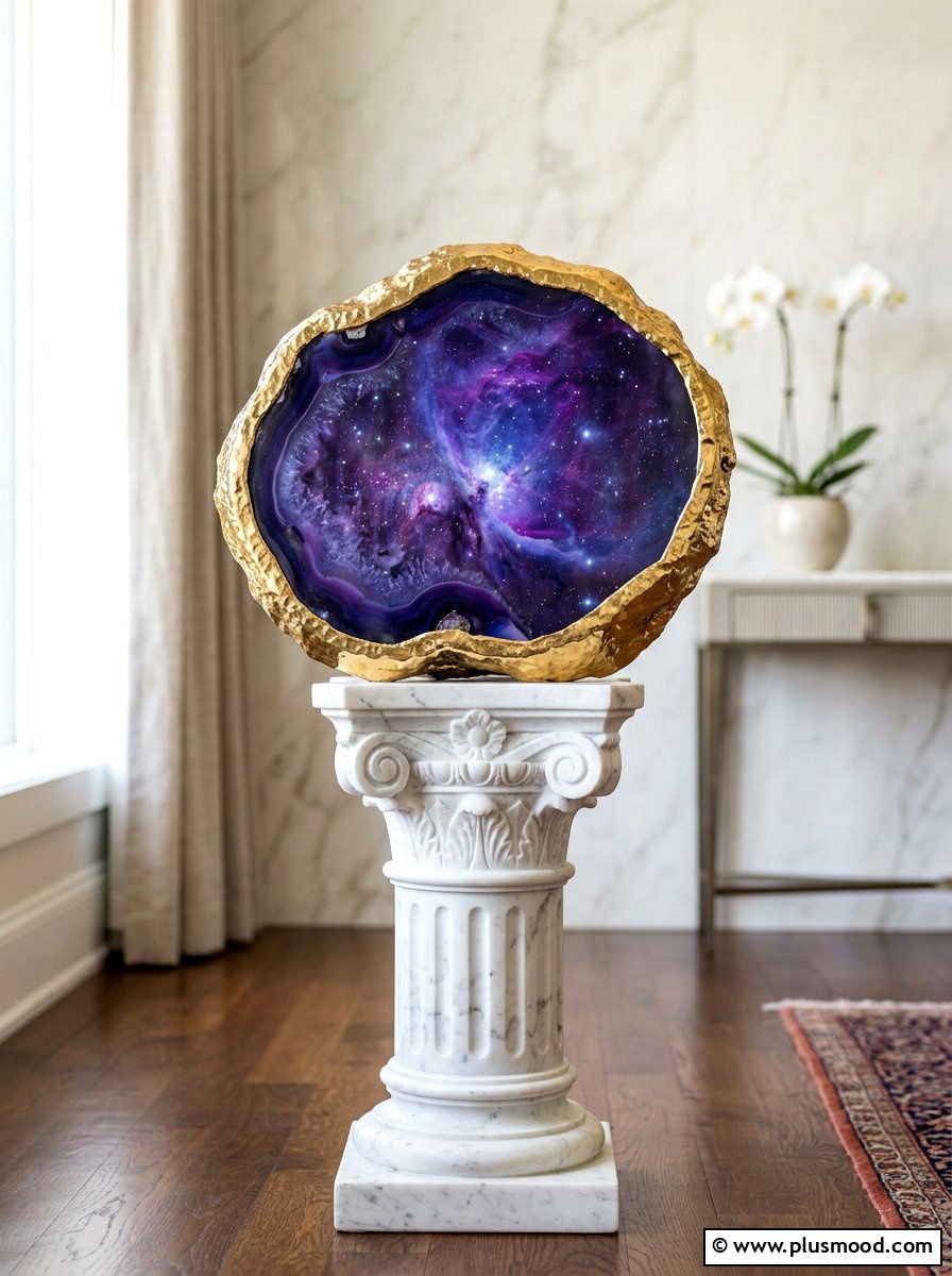 Gold edge galaxy rock - 25 painted rock ideas with galaxy design