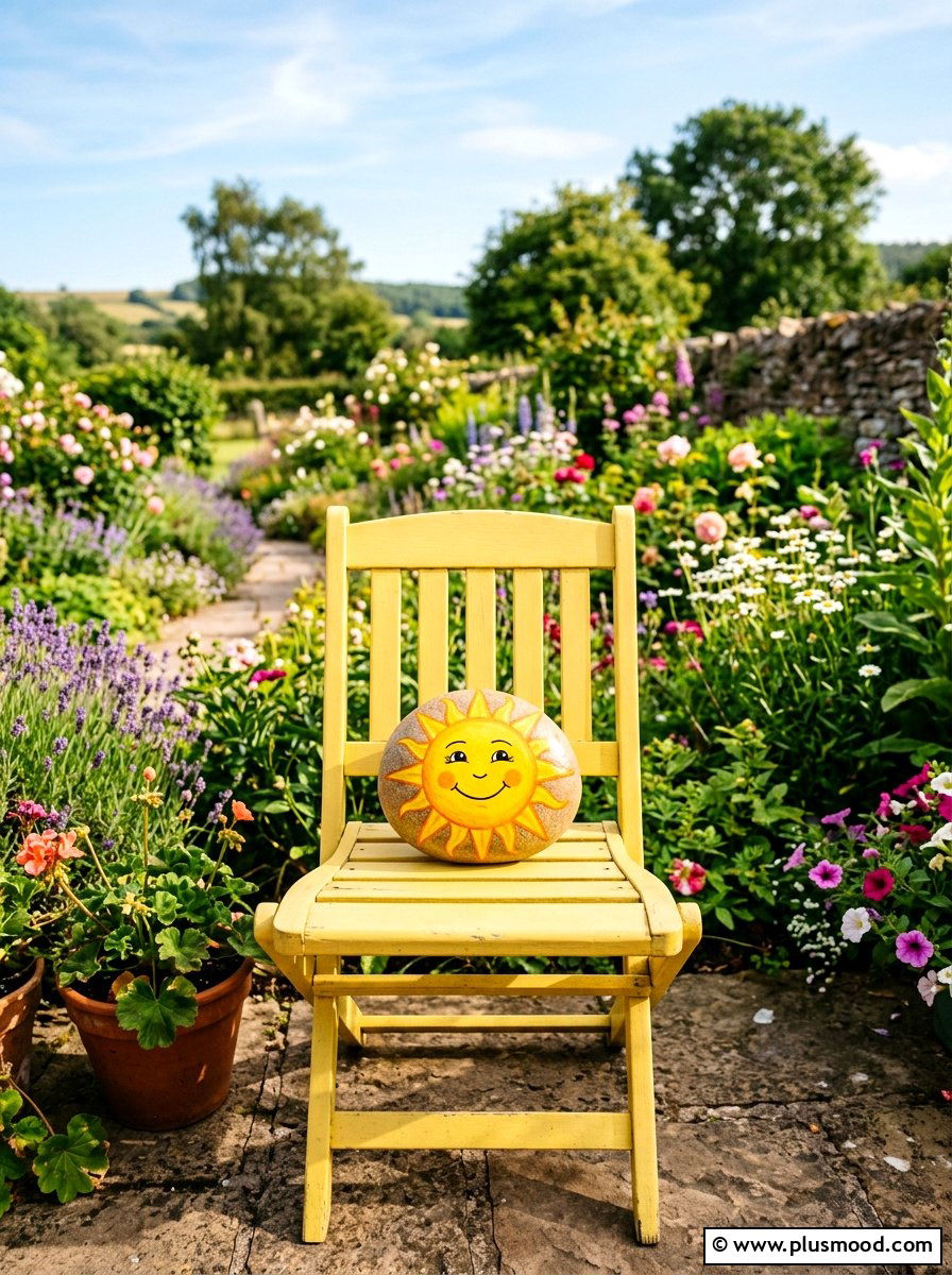 Golden Summer Sun - 25 painted rock ideas with beach theme