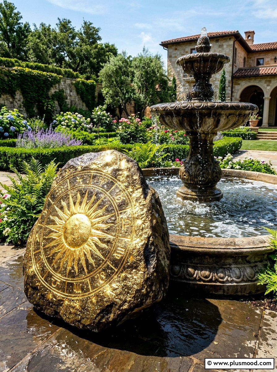Golden sun stone - 25 painted rock ideas with sun design