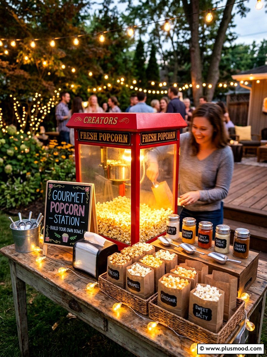 Gourmet Popcorn Station - 25 end of summer backyard party ideas