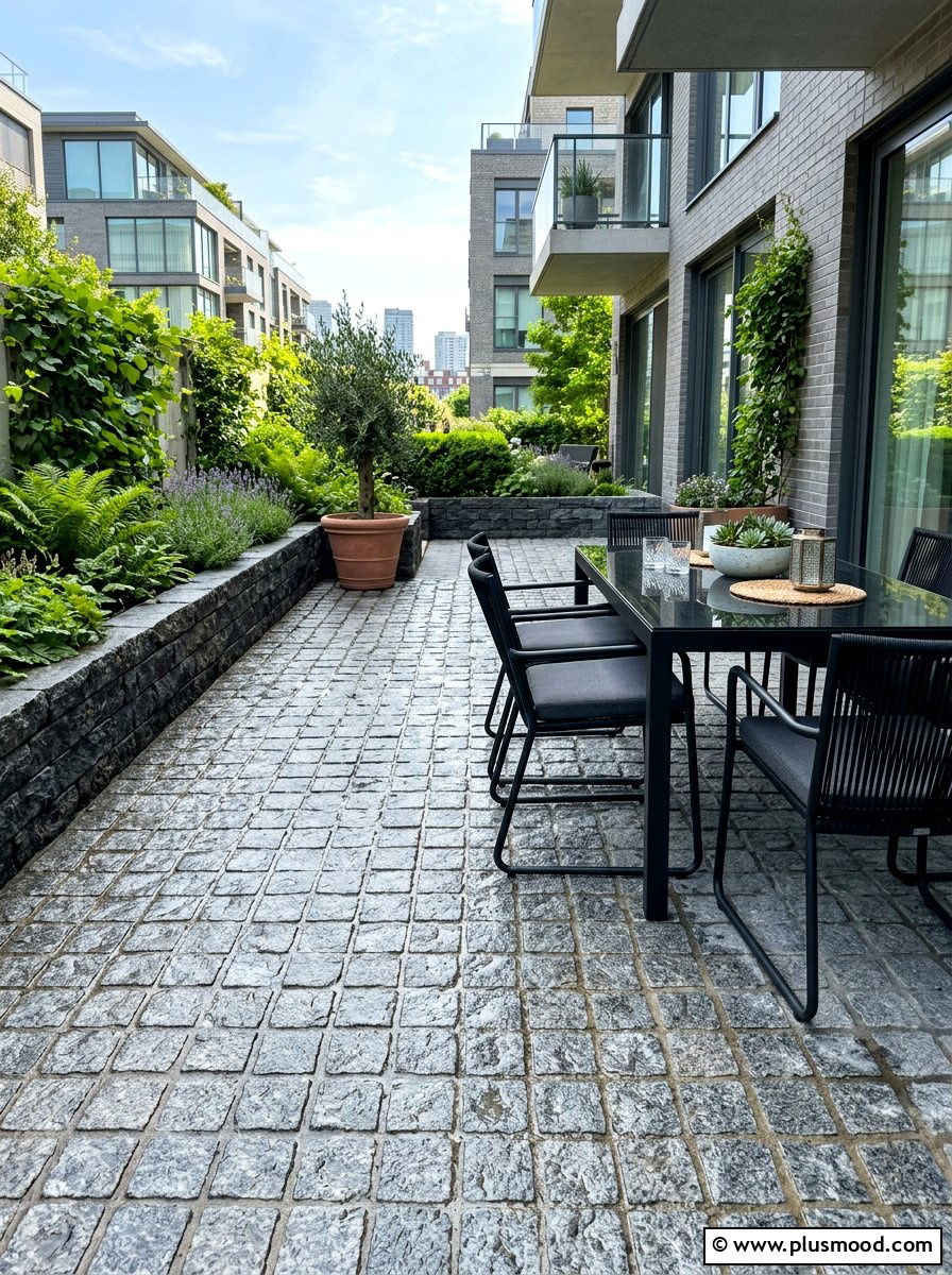 Granite Cobblestone Surface - 25 small backyard ideas with cobblestone