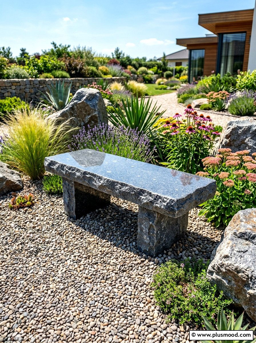 Granite Garden Bench - 25 summer garden bench ideas