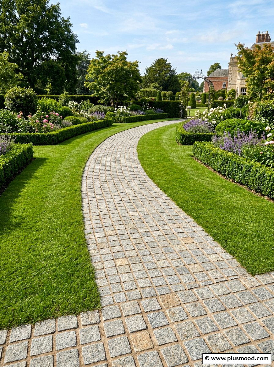 Granite Sett Path - 25 small backyard ideas with curved path