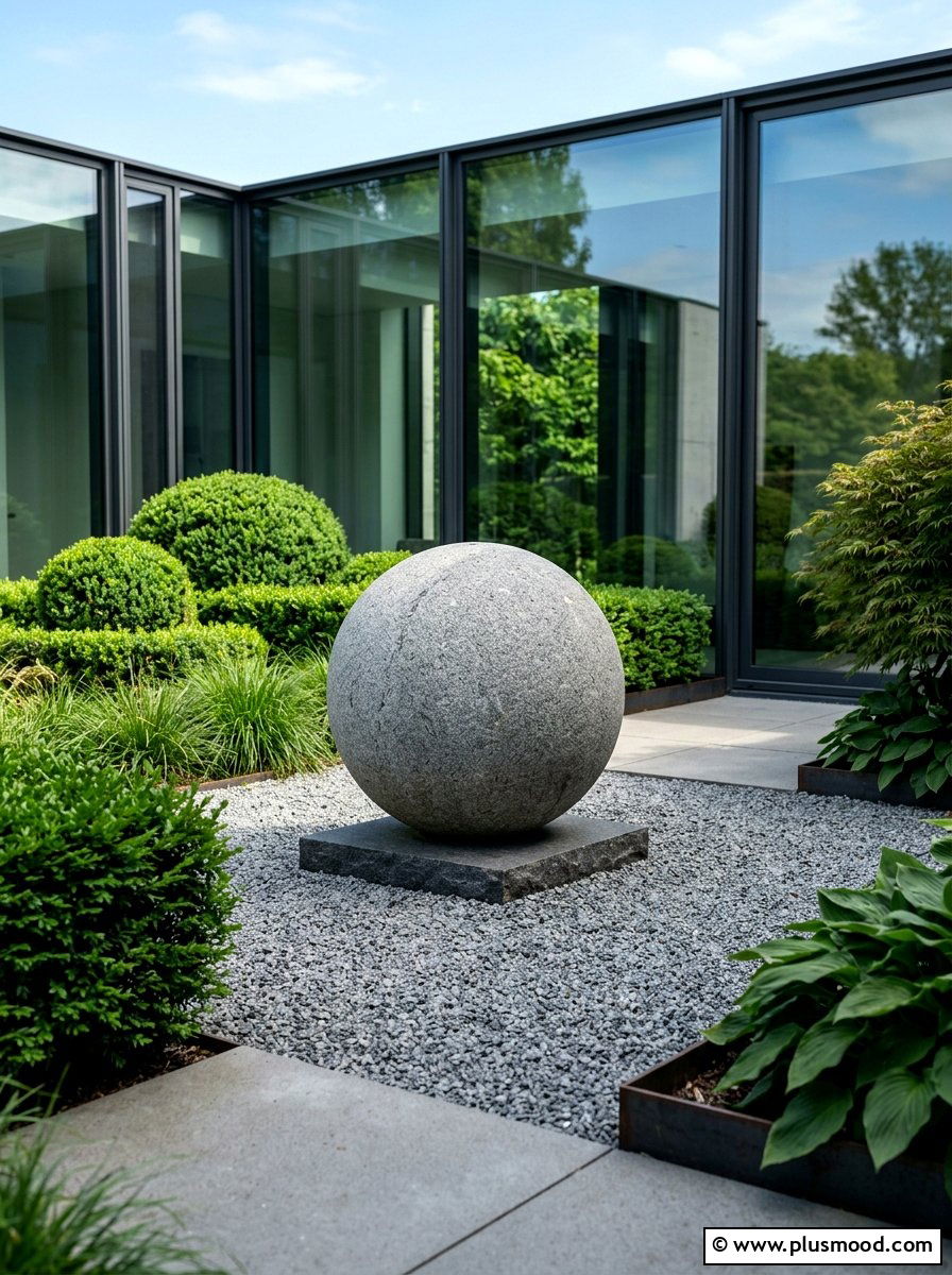 Granite Sphere Garden Statue - 25 summer garden statue ideas