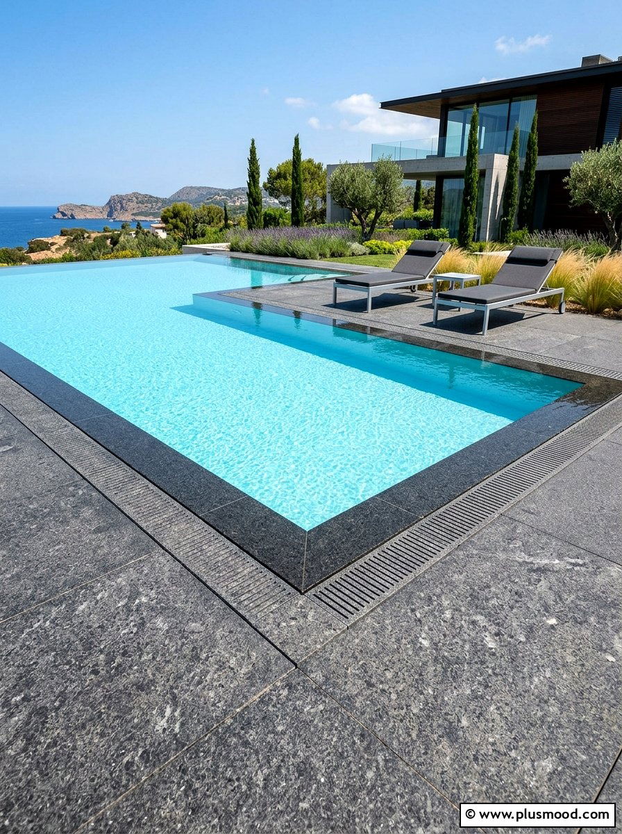 Granite pool surround - 25 pool landscaping ideas with natural stone