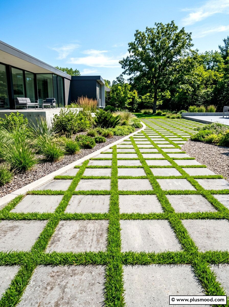 Grass Joint Pavers - 25 summer walkway ideas for front yard