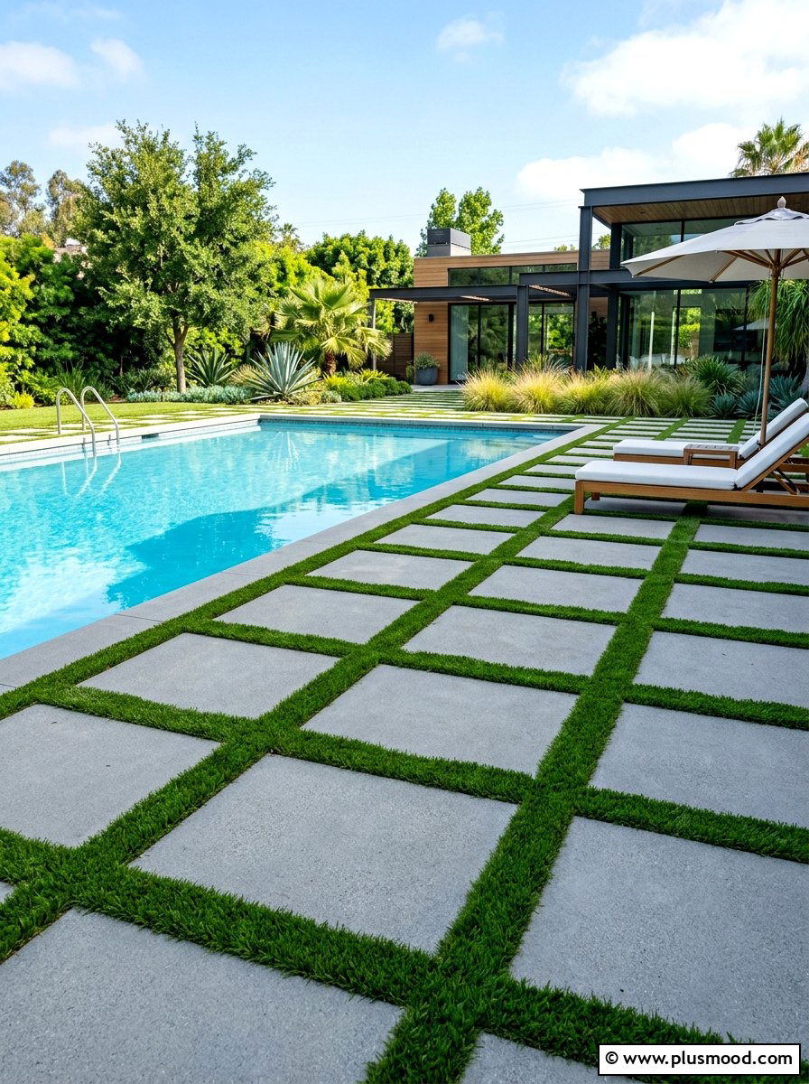 Grass Strip Pool Deck - 25 pool landscaping ideas for narrow yards