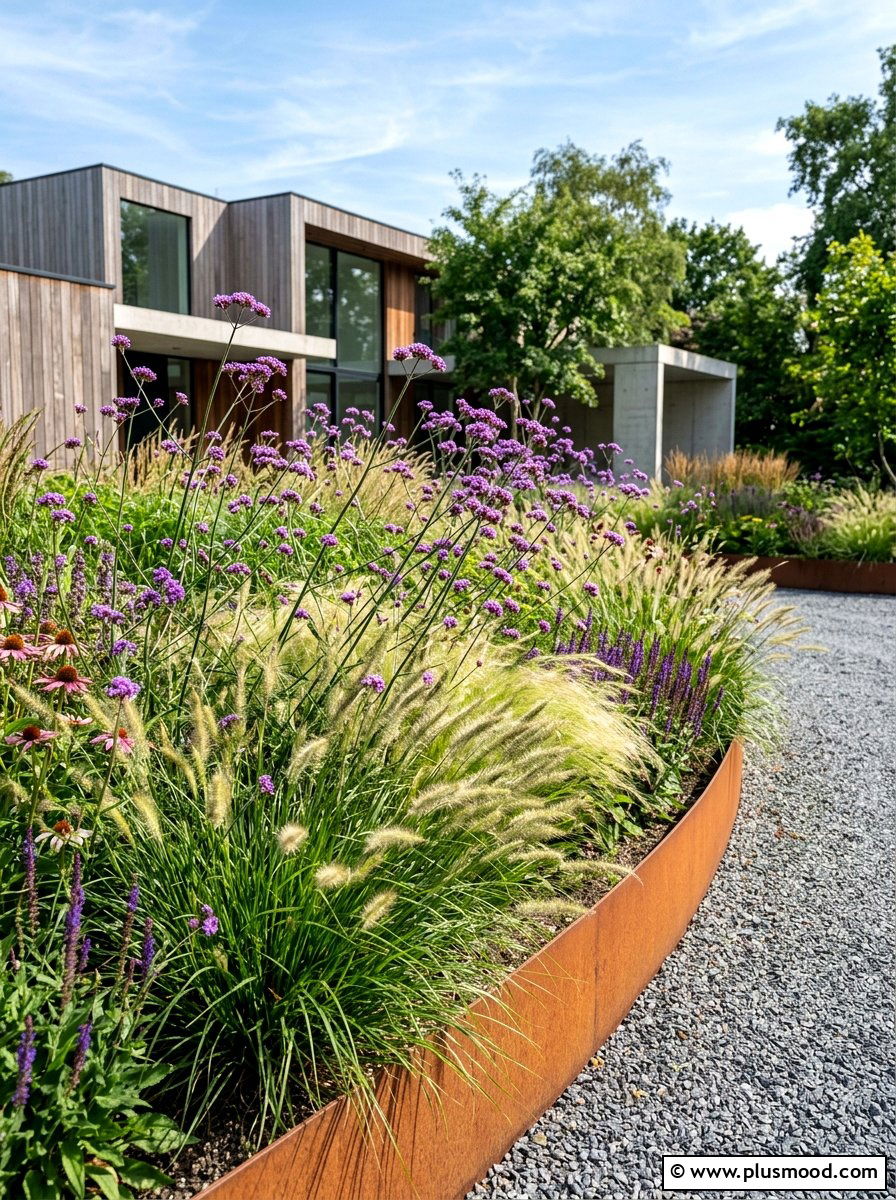 Grass summer flower bed - 25 summer narrow flower bed ideas