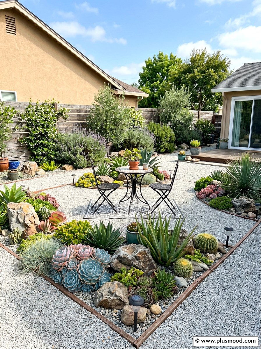 Gravel Backyard With Succulents - 25 small backyard ideas with succulent garden