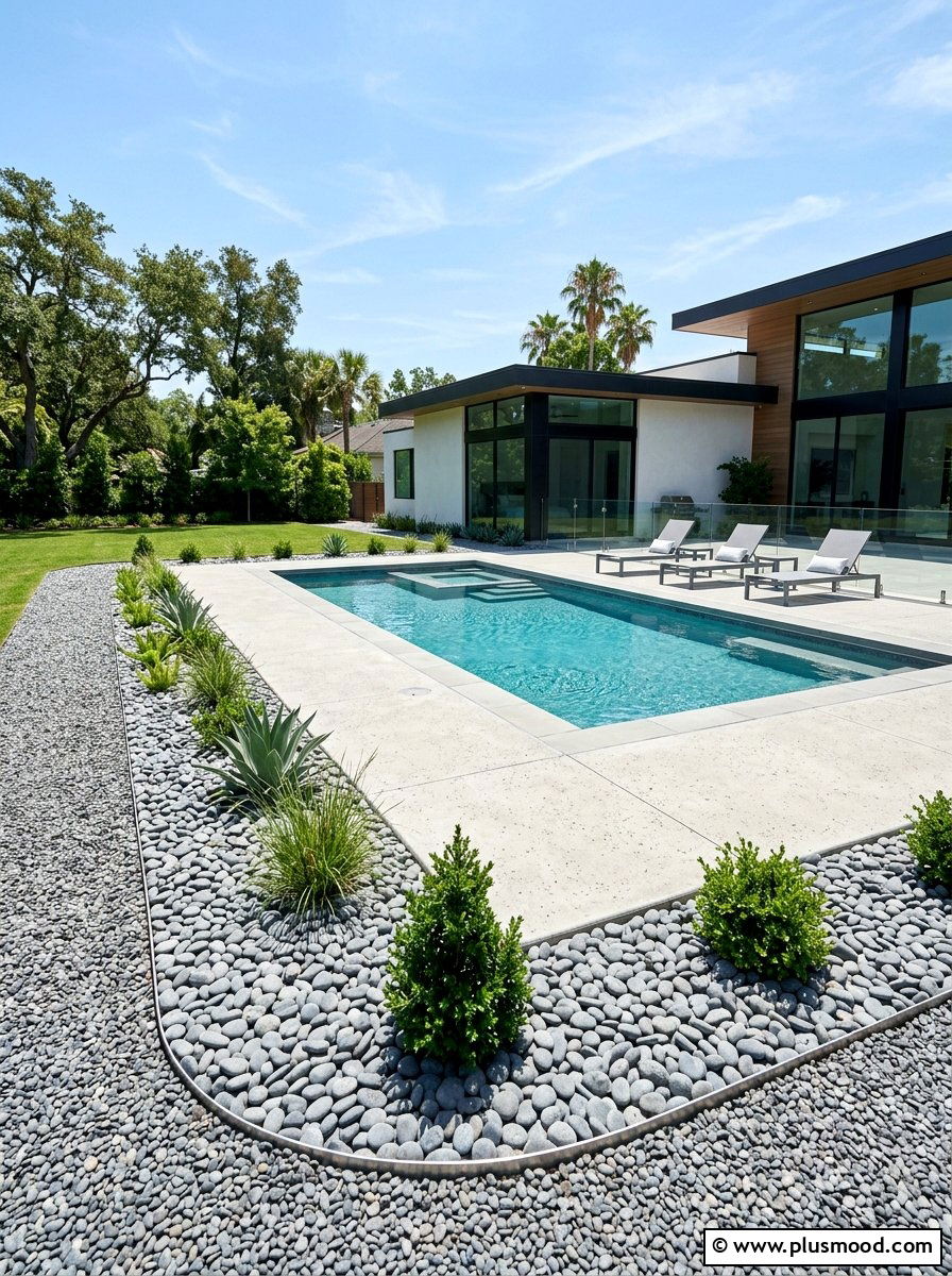 Gravel Border Pool Surround - 25 pool landscaping ideas for beginners