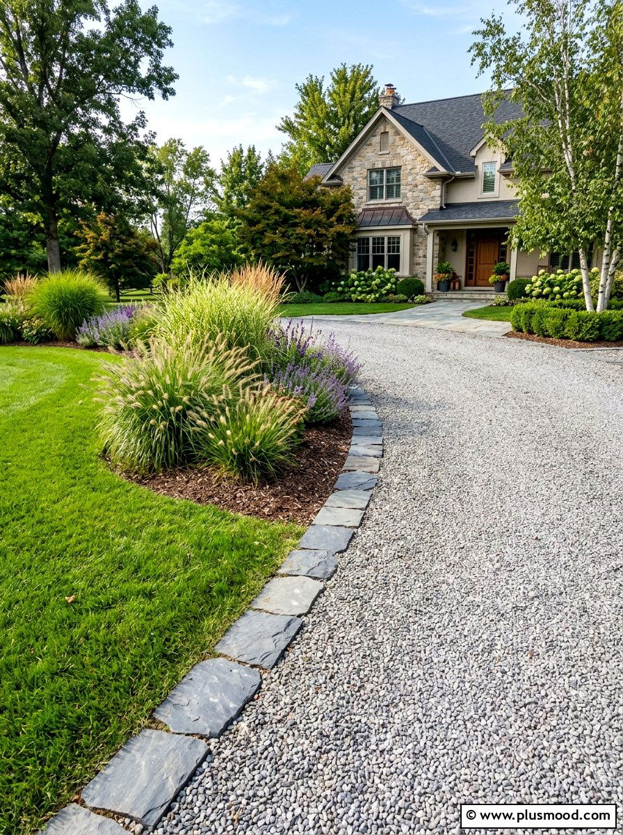 Gravel Driveway Border - 25 summer front yard refresh ideas