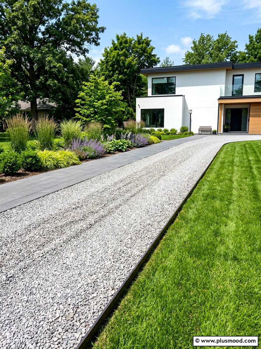 Gravel Driveway Edging - 25 summer neutral curb appeal ideas